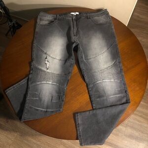 Fashion Nova Men Camshaft Moto Jeans - Black Size 42